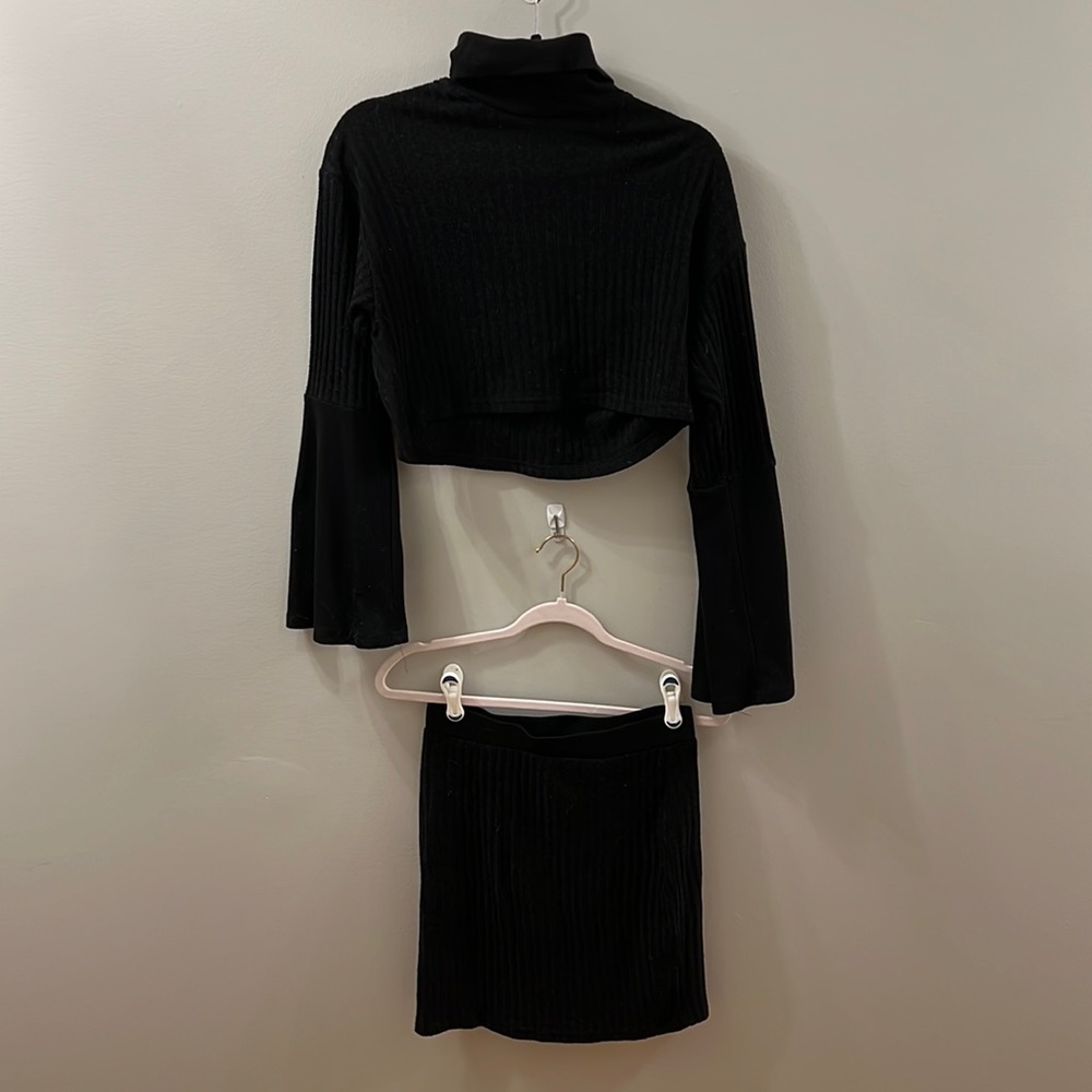 Shein 2 piece set bell sleeve turtle neck + skirt